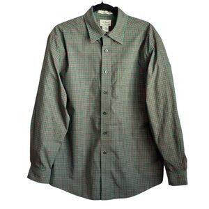 L.L. Bean Men's Green Plaid Button Down, Wrinkle Resistant Shirt, Sz Medium Reg